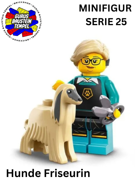 Lego® Minifigures Serie 25 - Pet Groomer Afghan Hound Dog Windhund Hund